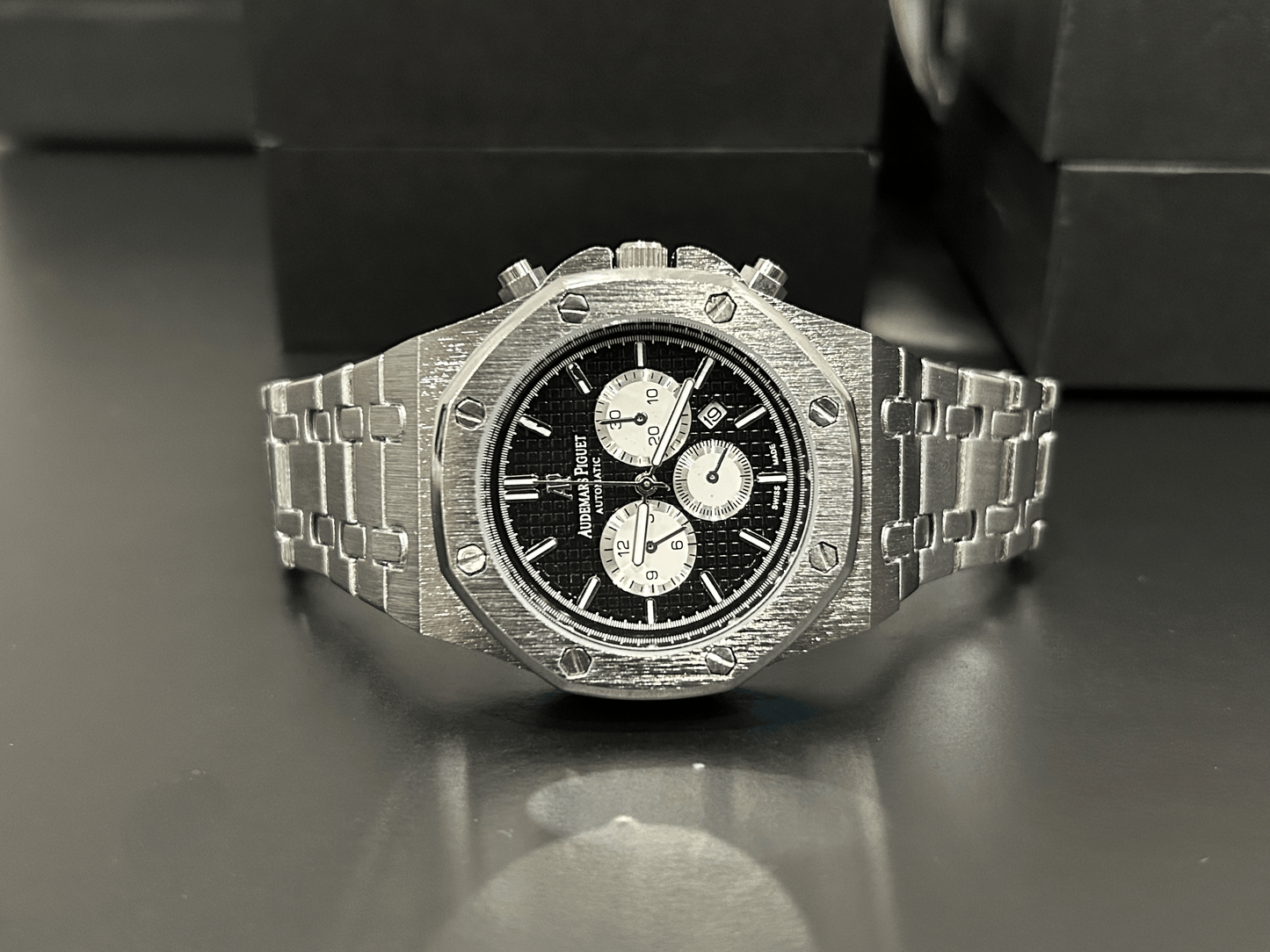 A.P Stainless Steel Silver Dial & Silver Chain