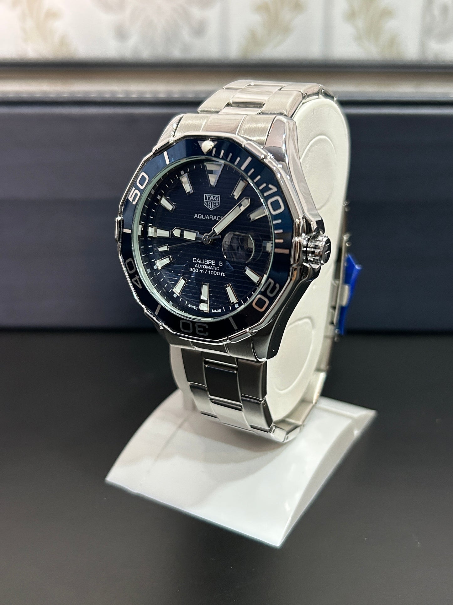 Aquaracer Calibre 5 Blue Dial & Silver Chain