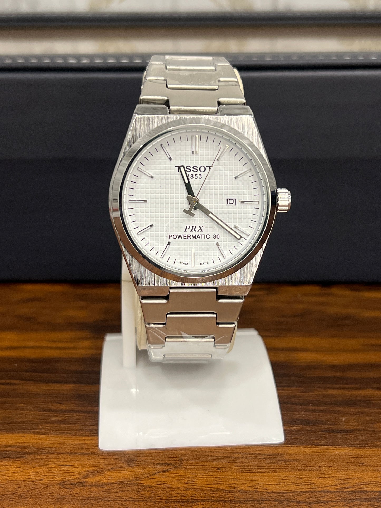 TIS PRX Pattern White Dial Silver Chain
