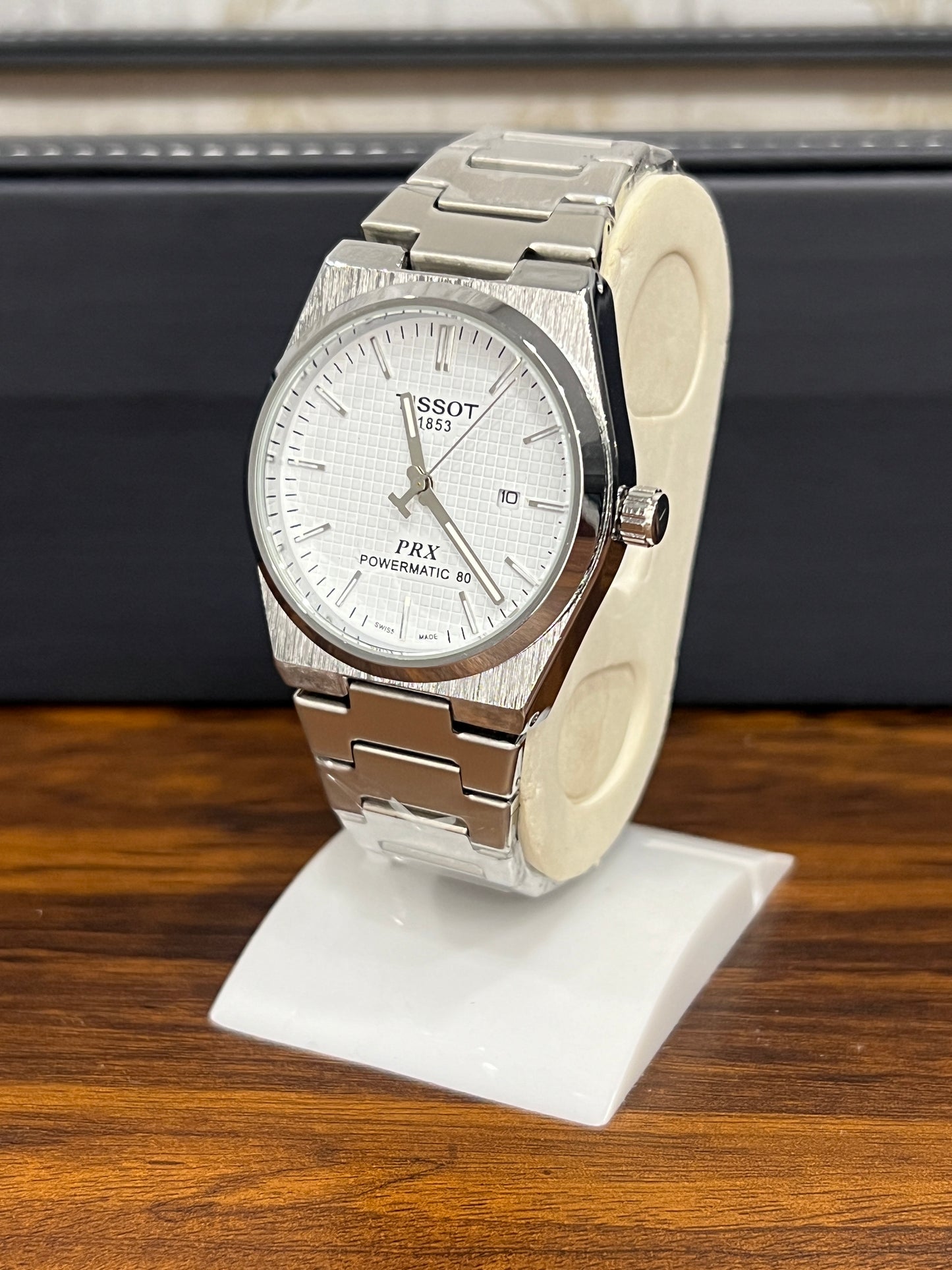 TIS PRX Pattern White Dial Silver Chain