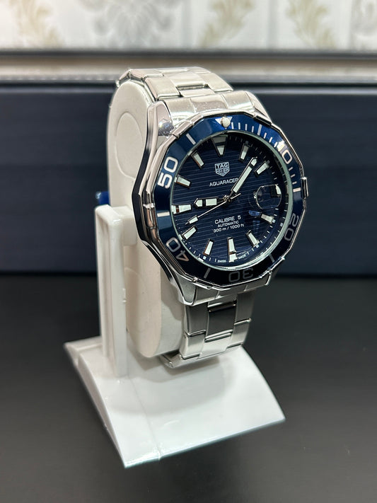 Aquaracer Calibre 5 Blue Dial & Silver Chain