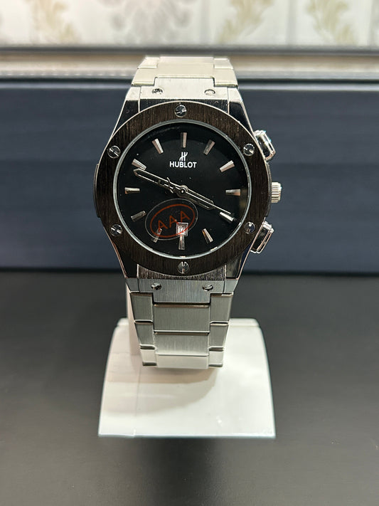 Hub Black Dial & Silver Chain